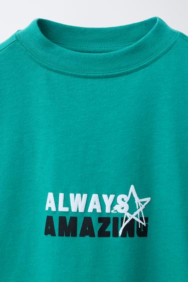 T-SHIRT IMPRIMÉ EN RELIEF - Vert de Zara - Image 2