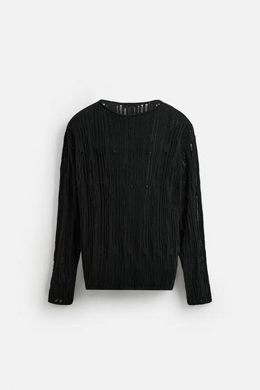 DECONSTRUCTED TEXTURED SWEATER - Black by Zara