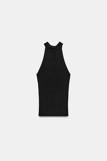 TOP PUNTO HALTER LAZADA - Negro de Zara