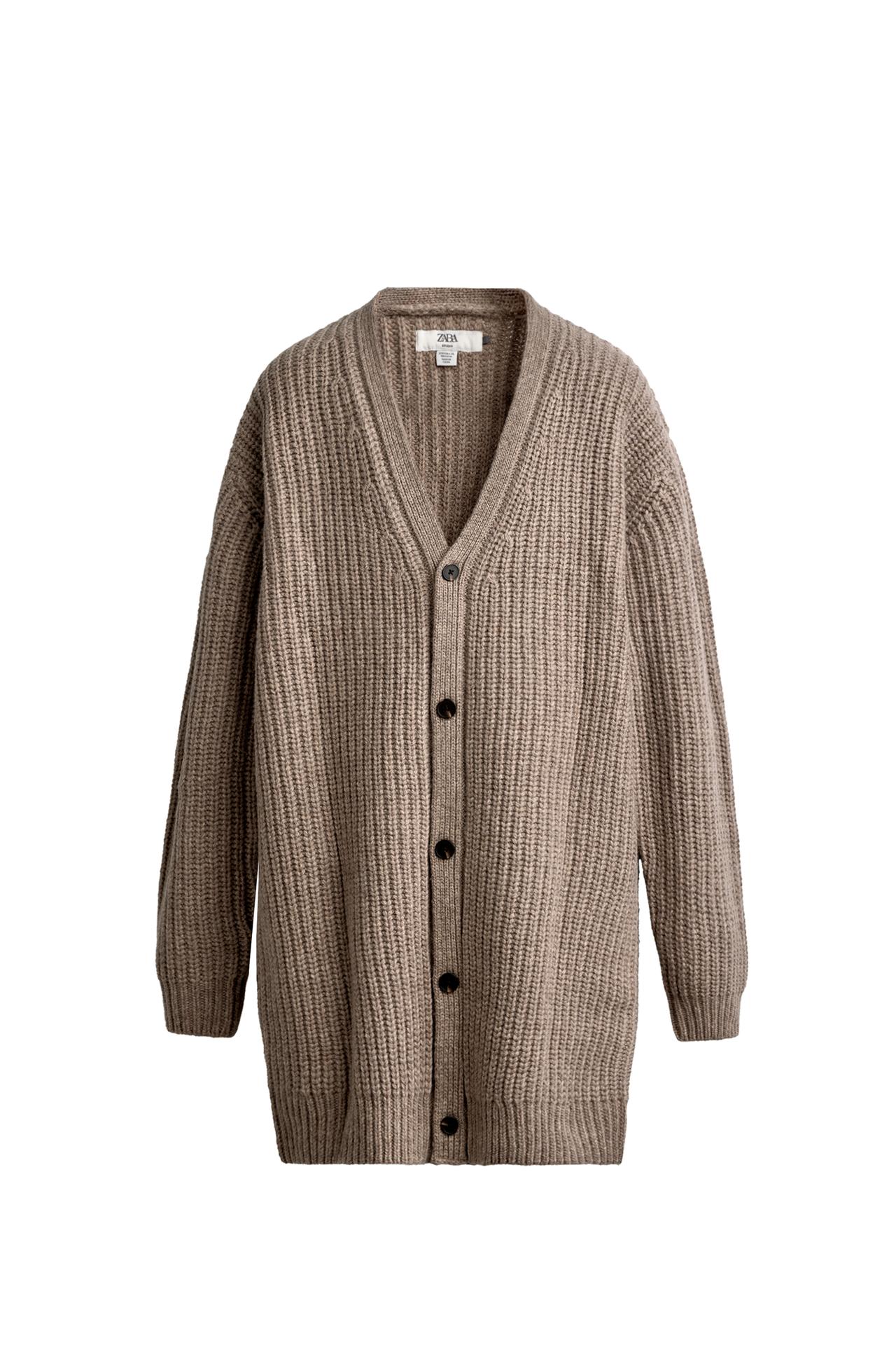 LONG 100% WOOL CARDIGAN WITH ELBOW PATCH