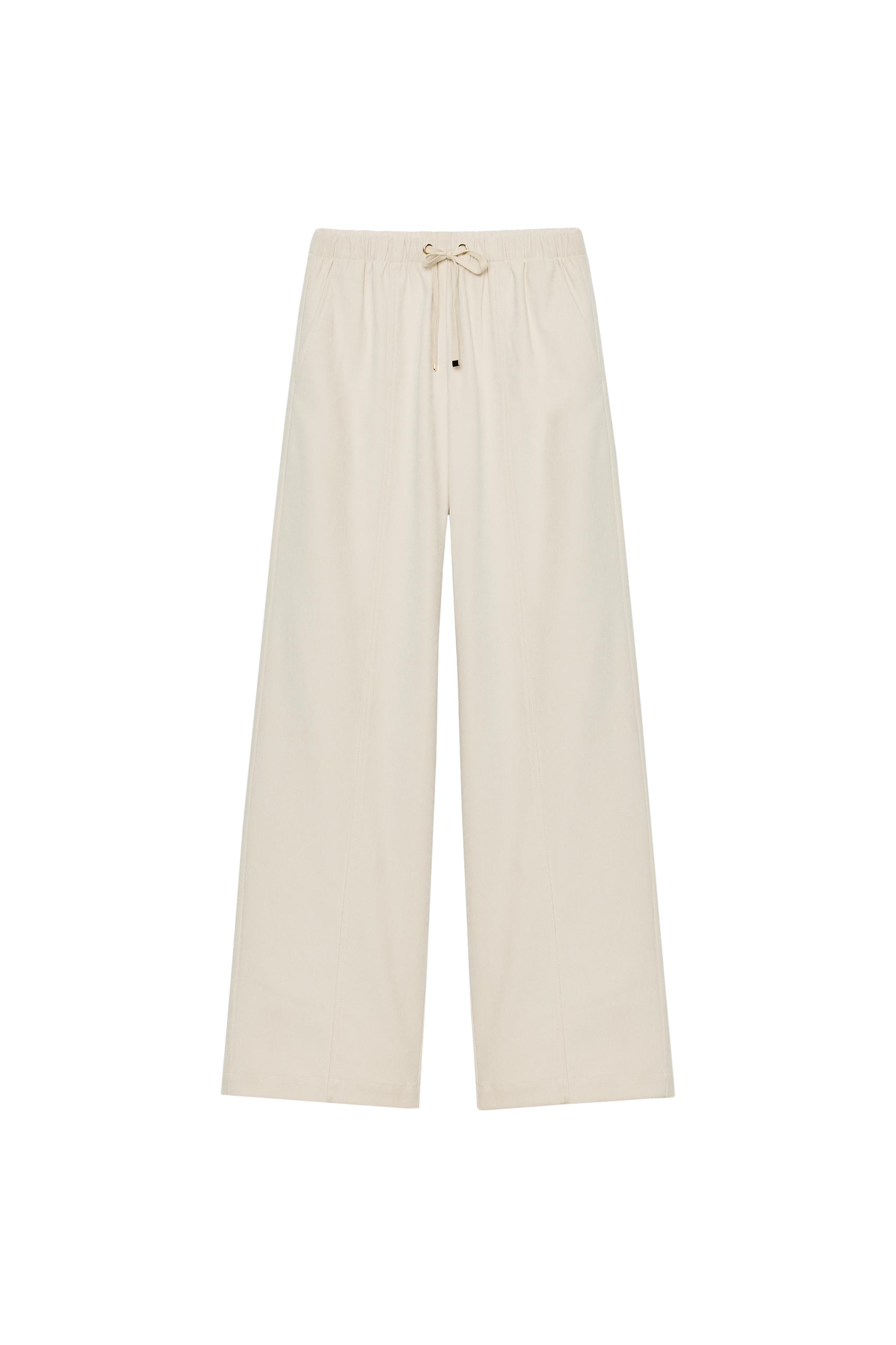 ELASTIC WAIST WIDE LEG TROUSERS