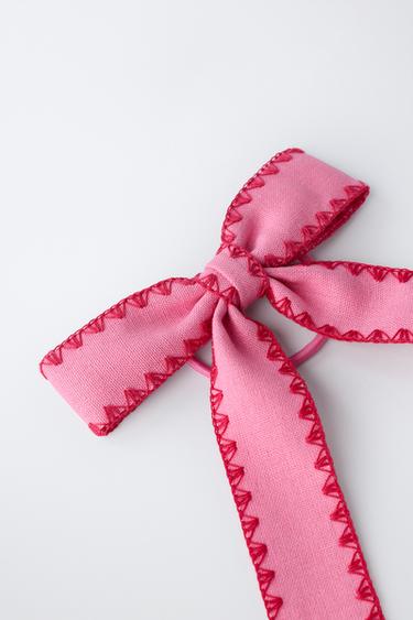 CHOUCHOU À NŒUD ET BORDS CONTRASTÉS - Rose de Zara - Image 1