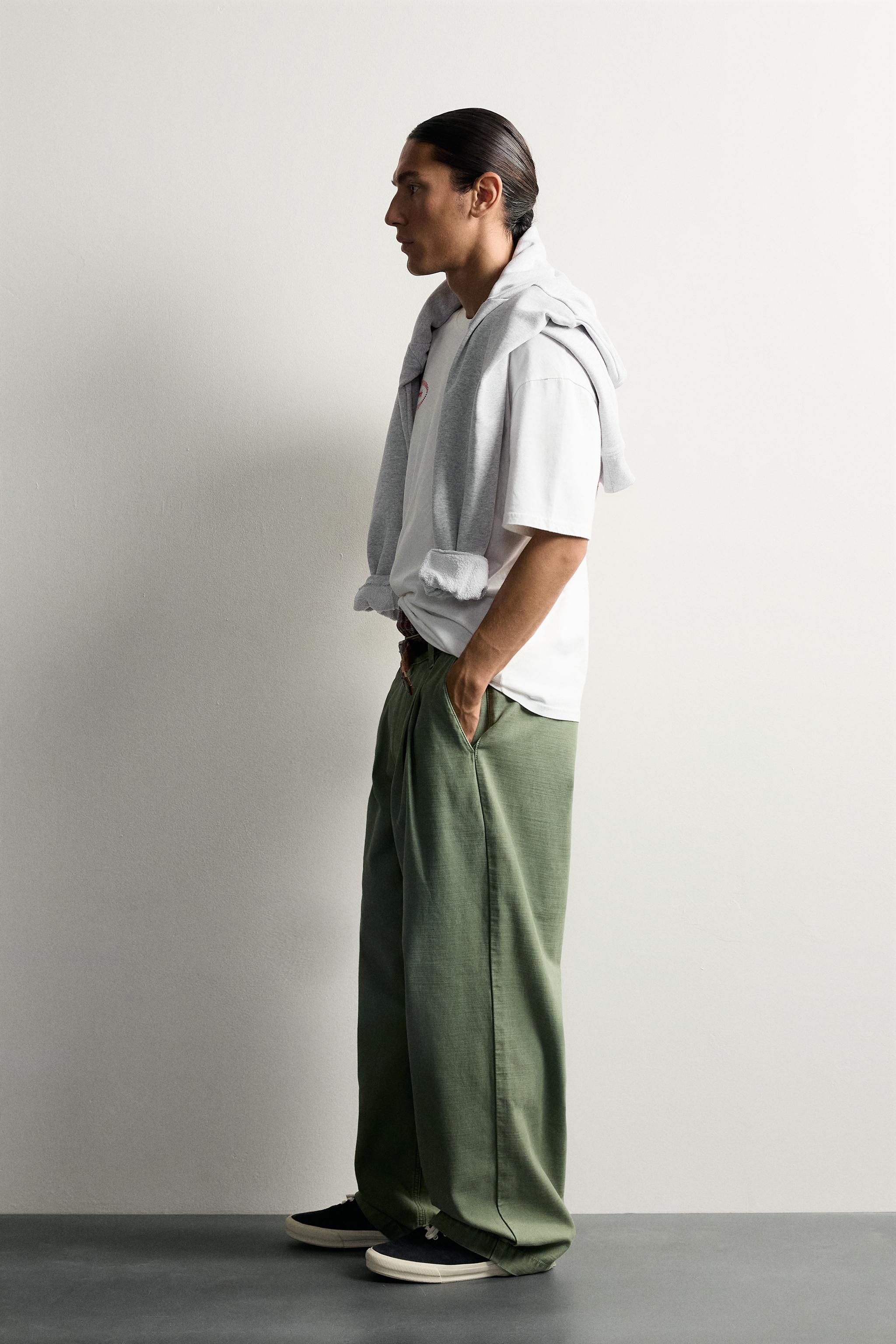 Zara KONTRAST BASKILI RELAXED FIT T-SHIRT görsel 4