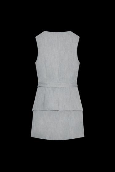 Zara TWO-PIECE EFFECT SHORT CREPE DRESS - Gray