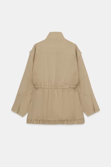 LONG HIGH-COLLAR JACKET - Brown / Taupe by Zara - Image 8