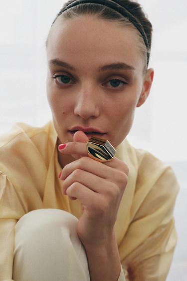 Zara MAXI GEOMETRIC STONE RING - Golden