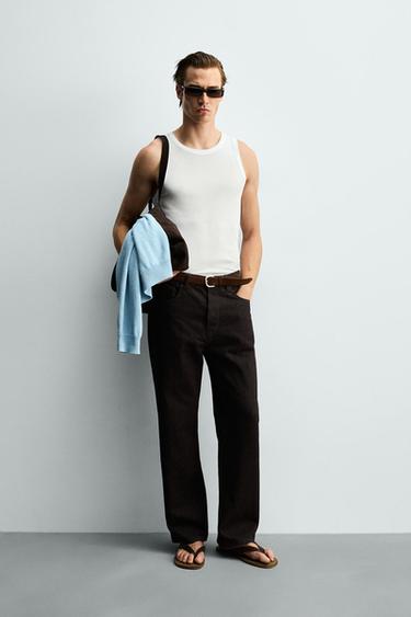 Zara VISCOSE STRUCTURE SLIM FIT TANK TOP - White - Image 0