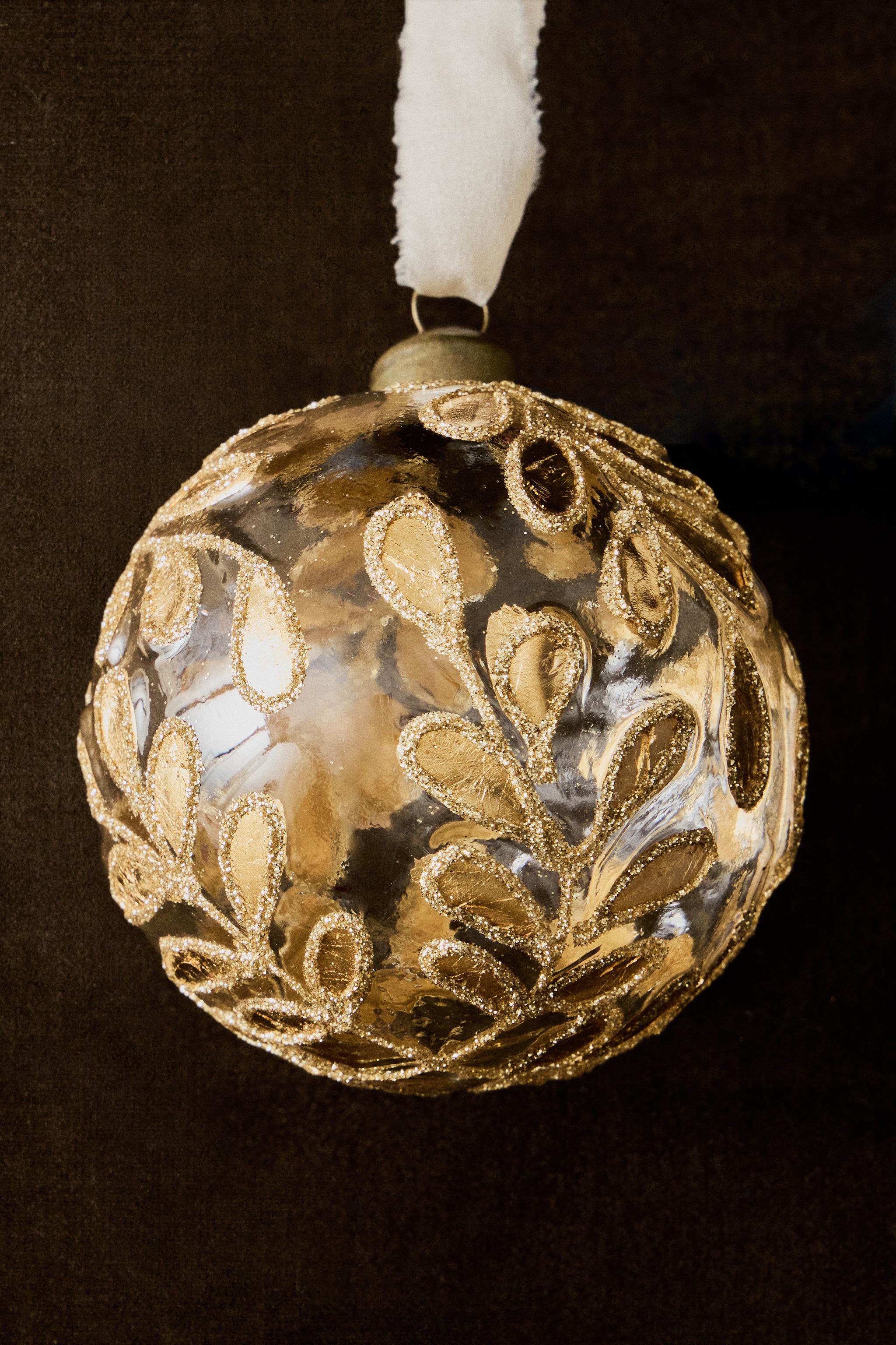 GLASS CHRISTMAS TREE FLOWER ORNAMENT - Golden | ZARA United States