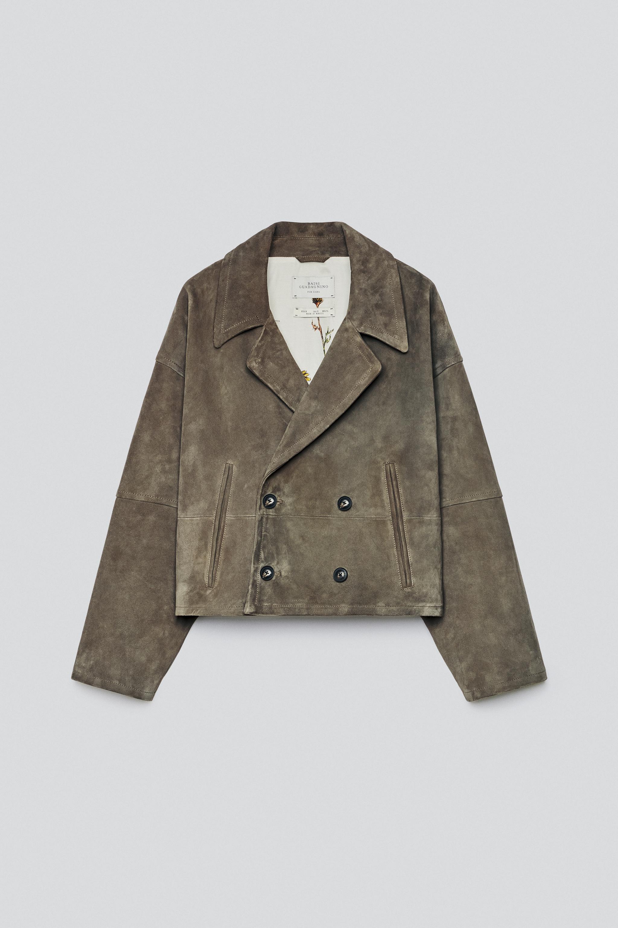 BLOUSON COURT FIT CUIR DAIM