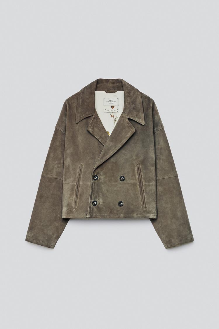 CROPPED FIT SUEDE LEATHER JACKET