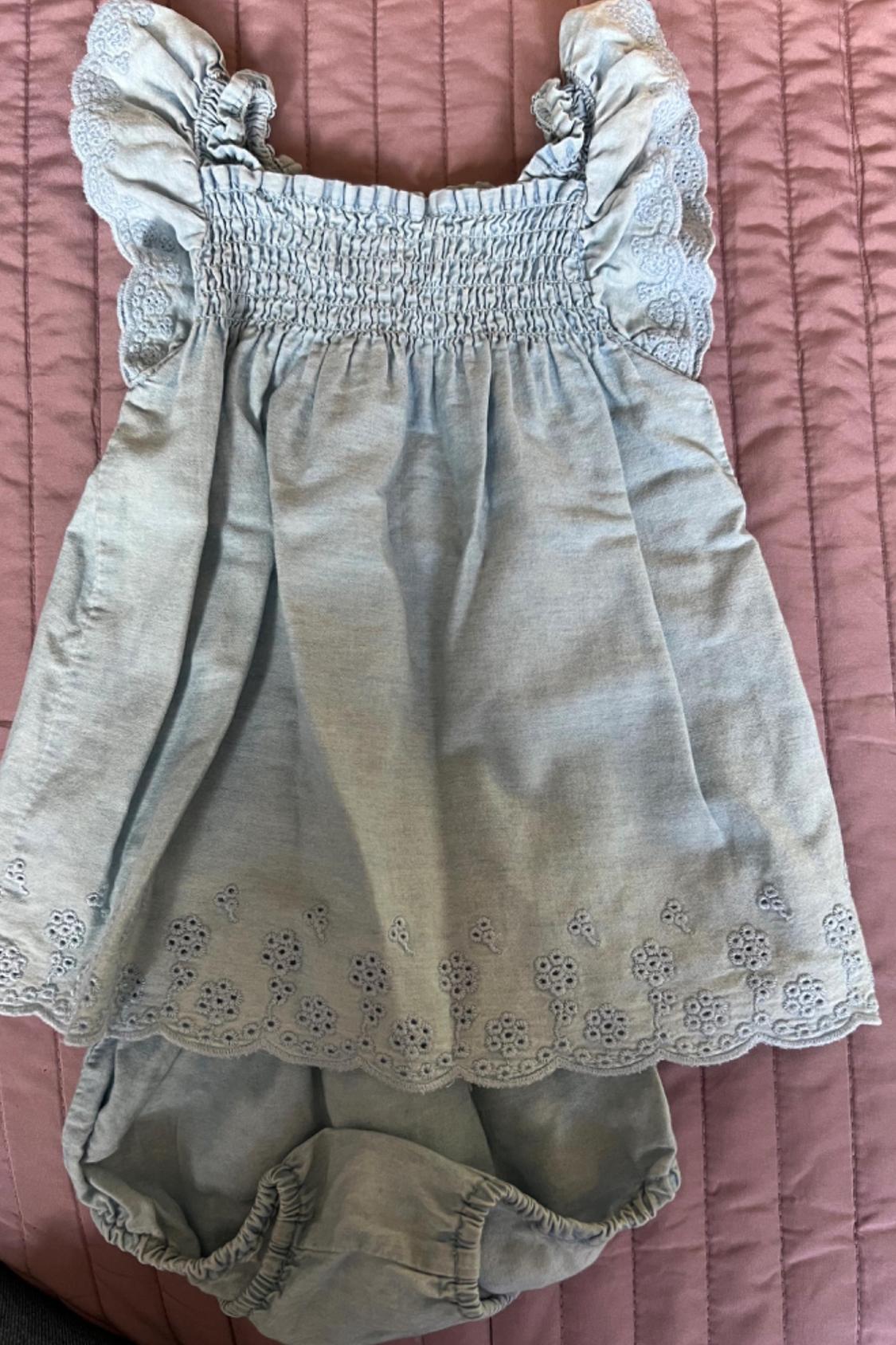 FLOWING DENIM DRESS WITH SCALLOPED EMBROIDERY - Image 2