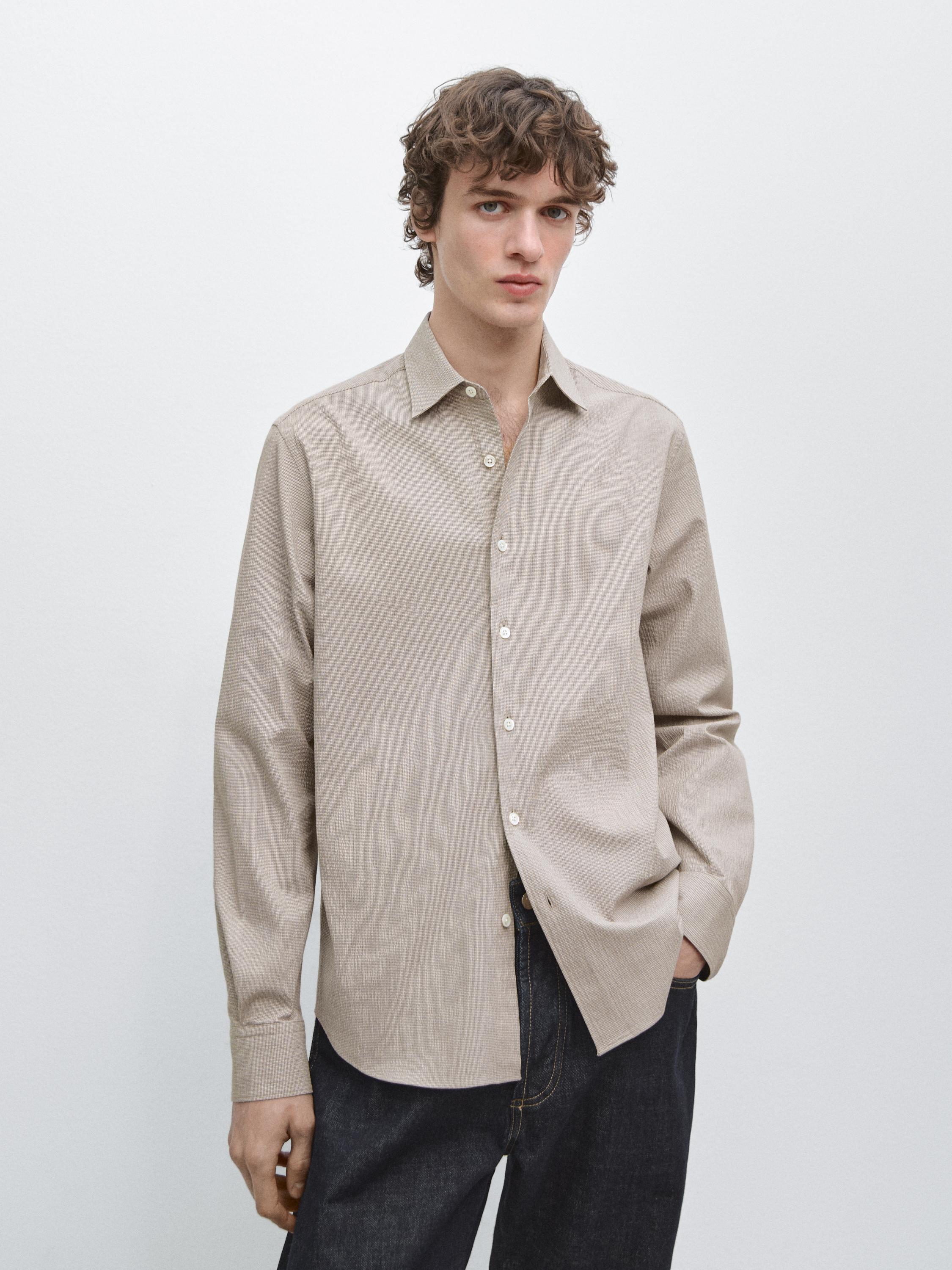 Houndstooth cotton blend shirt