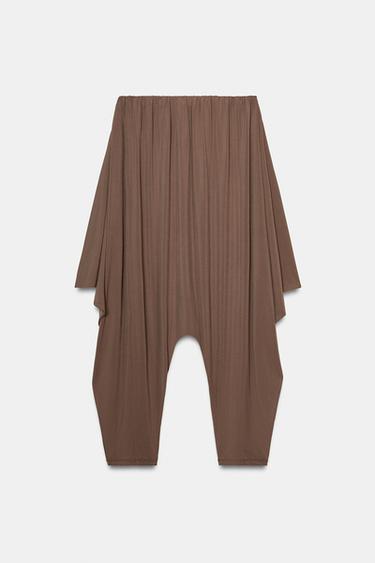 ASYMMETRIC FLOWING BAGGY TROUSERS - Light brown by Zara - Image 6