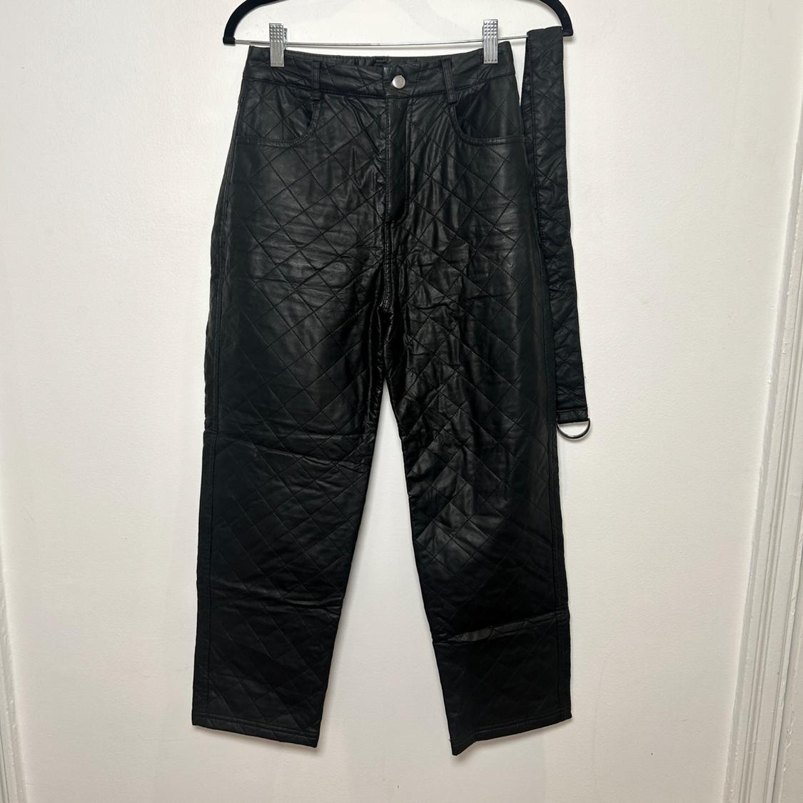 FAUX LEATHER BELTED PANTS