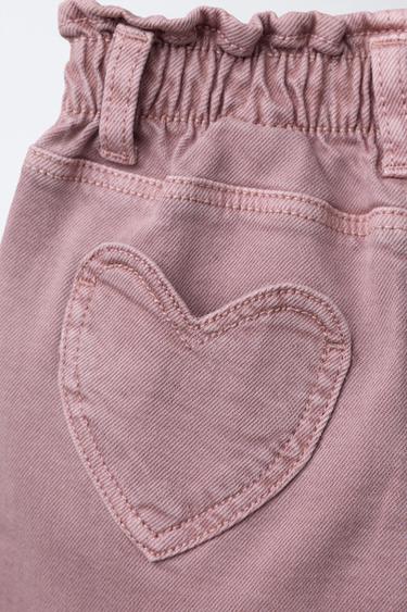 HEART POCKET TWILL BAGGY TROUSERS - Pink by Zara - Image 3
