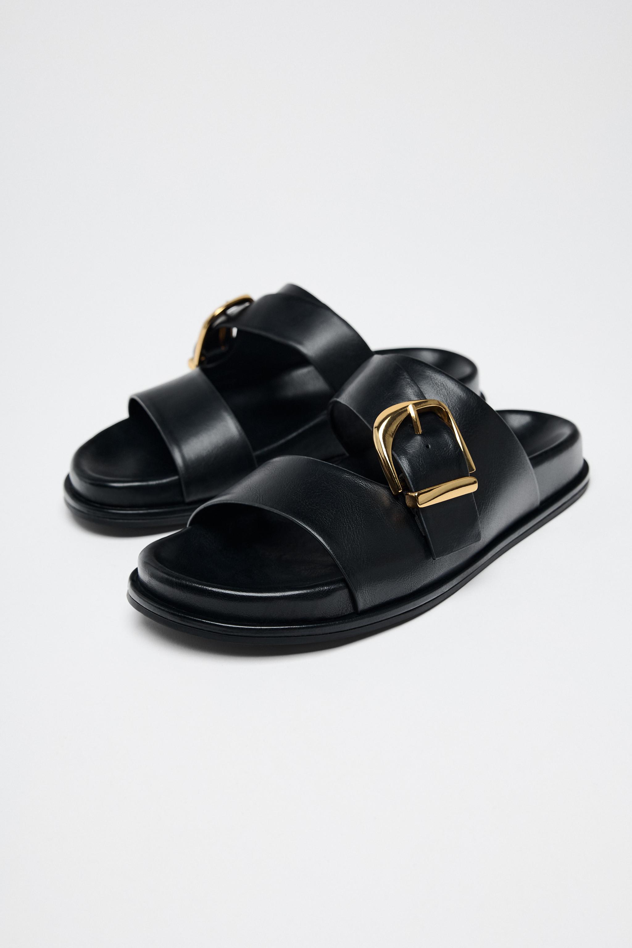 バックル フラットサンダル - ブラック | ZARA Japan / 日本