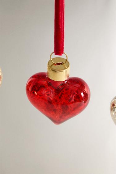PACK OF MINI HEART CHRISTMAS TREE DECORATIONS (PACK OF 3) - Gold / Silver by Zara - Image 1