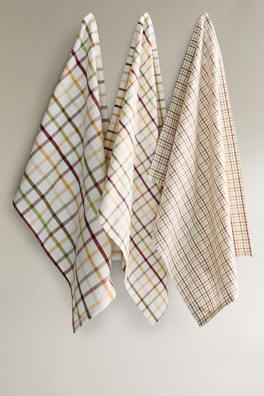 Zara DYED THREAD KITCHEN TOWEL (SET OF 3) - Green