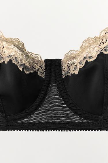 CONTRAST LACE UNDERWIRED BRA - Black by Zara - Image 5