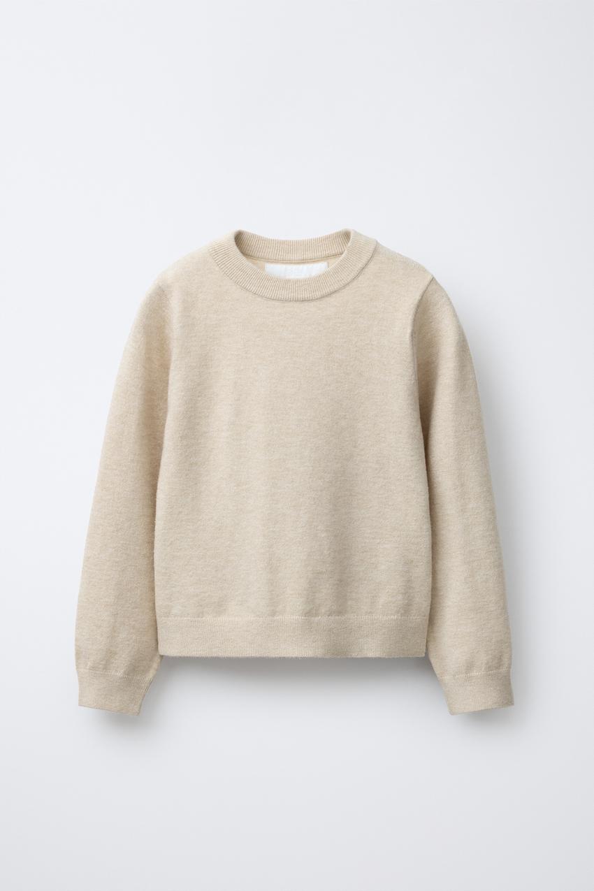 Pull Zara Fille 6 Ans – Coton Beige – Encolure Ras-du-cou – Très Bon état