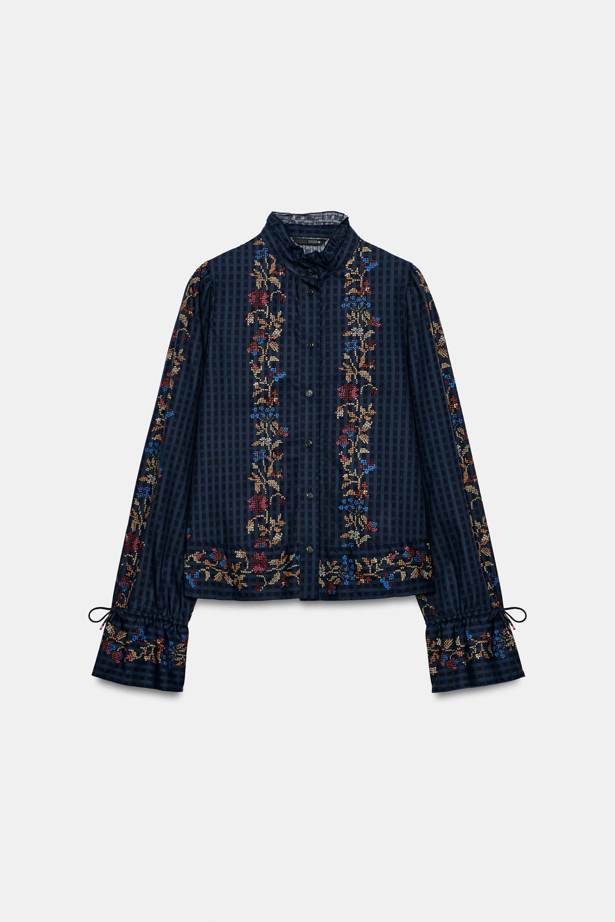 Zara VOLANLI DESENLİ BLUZ görsel 6