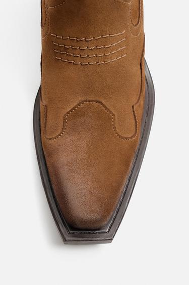 LEATHER COWBOY BOOTS - Brown by Zara - Image 4