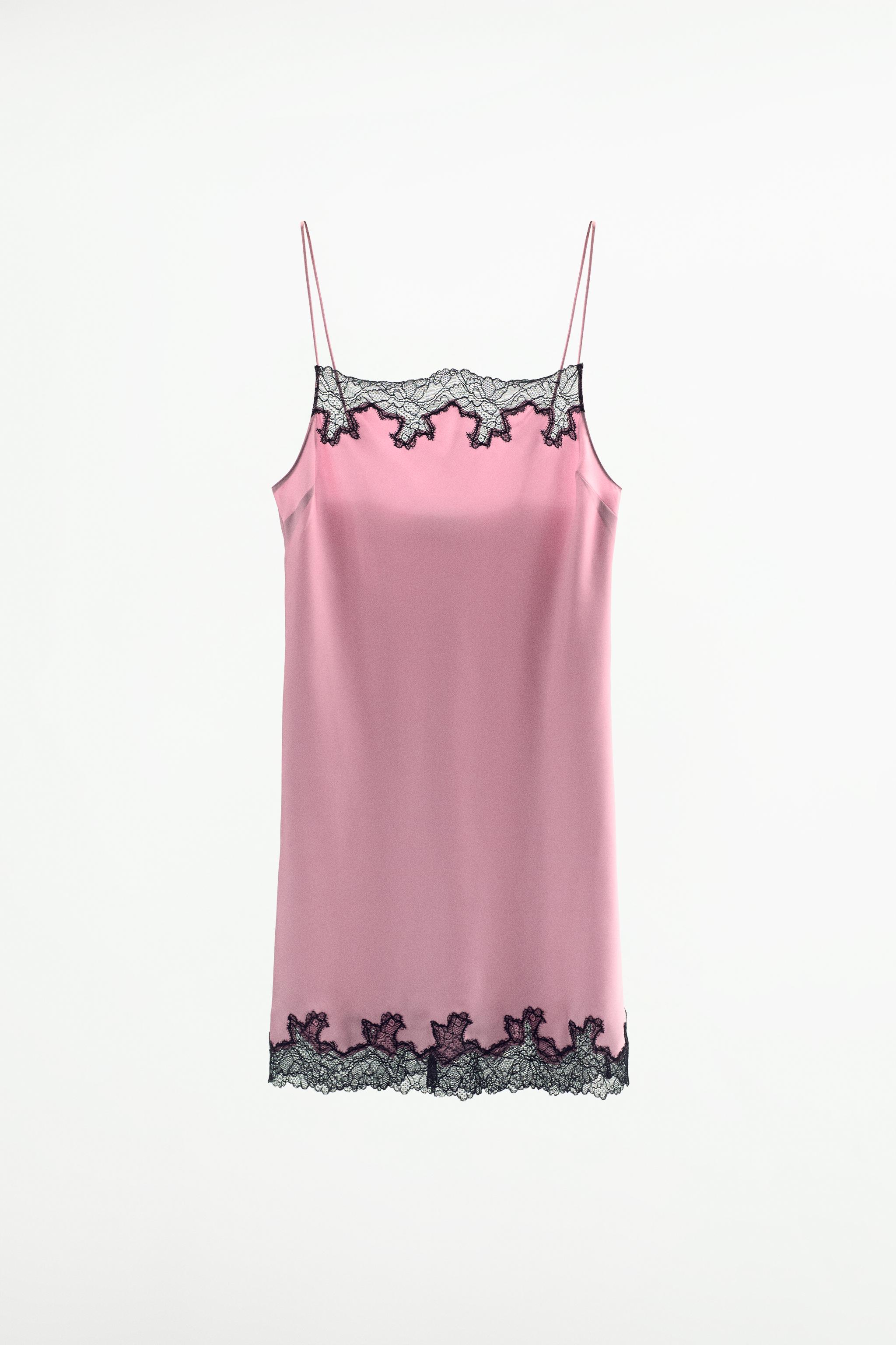 LACE SLIP DRESS - Dusty pink