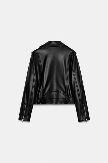 LEATHER EFFECT BIKER JACKET - Black by Zara - Image 7