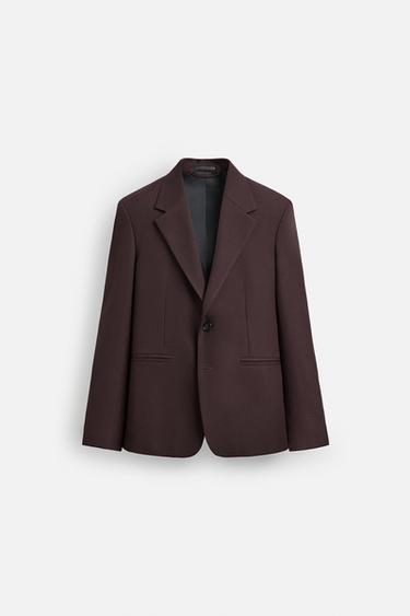 REGULAR FIT SUIT BLAZER - Burgundy by Zara - Image 5