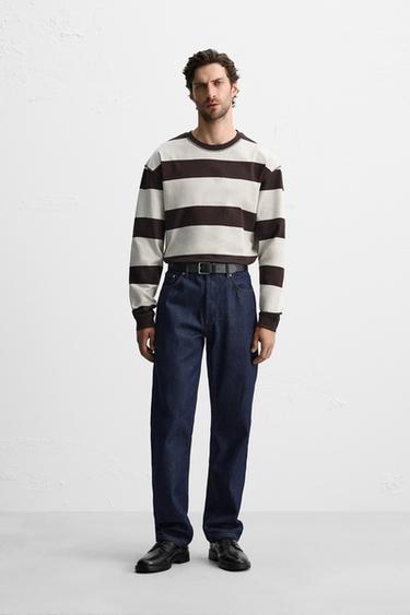 CAMISETA JACQUARD RAYAS - marron/blanco de Zara - Imagen 0