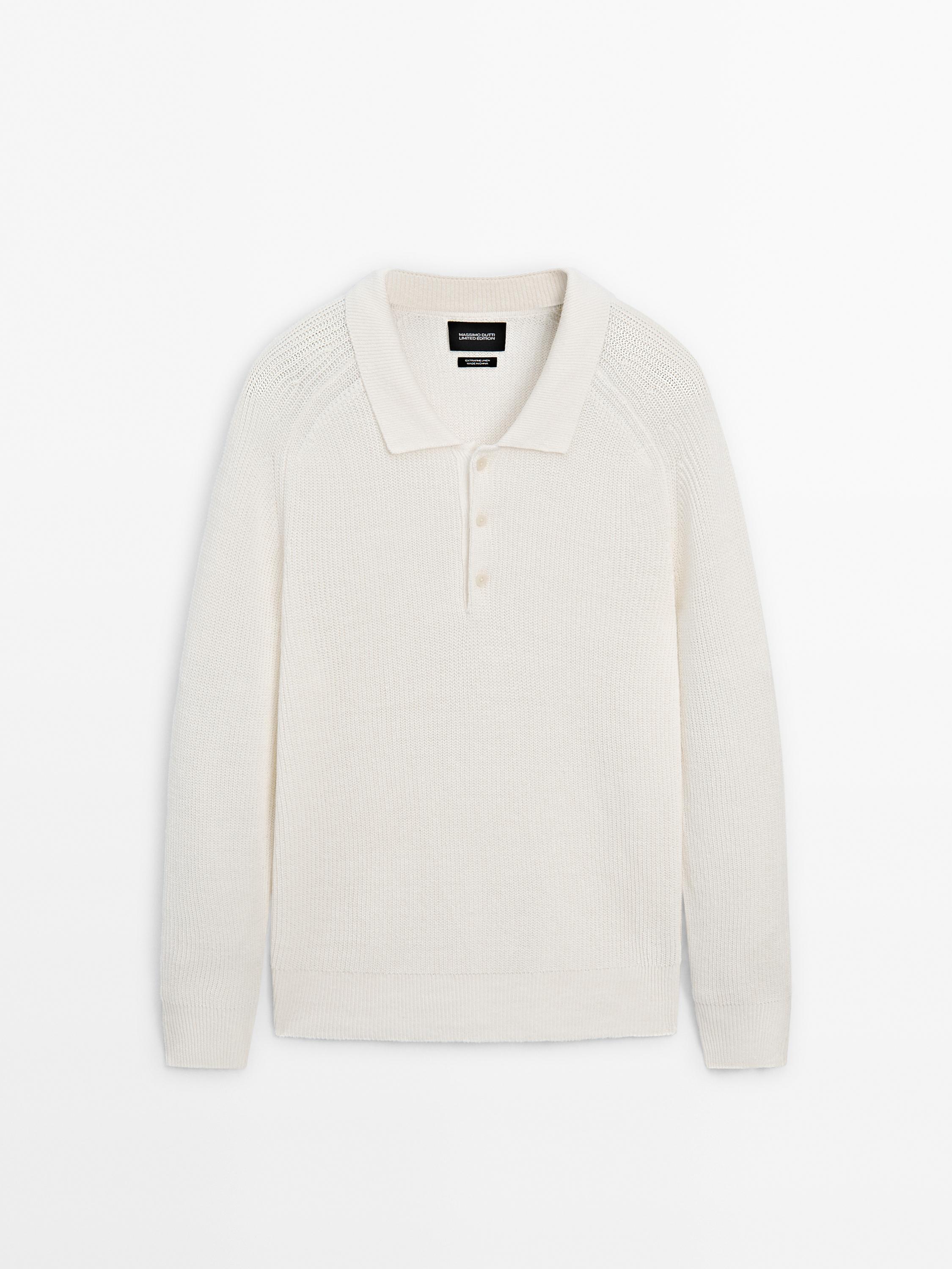 Linen blend knit polo sweater Limited Edition