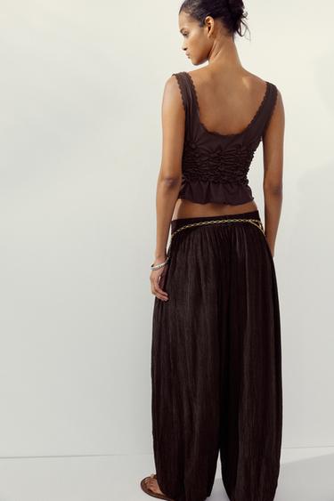 TOP À PLIS ET NŒUDS - Chocolat de Zara - Image 4