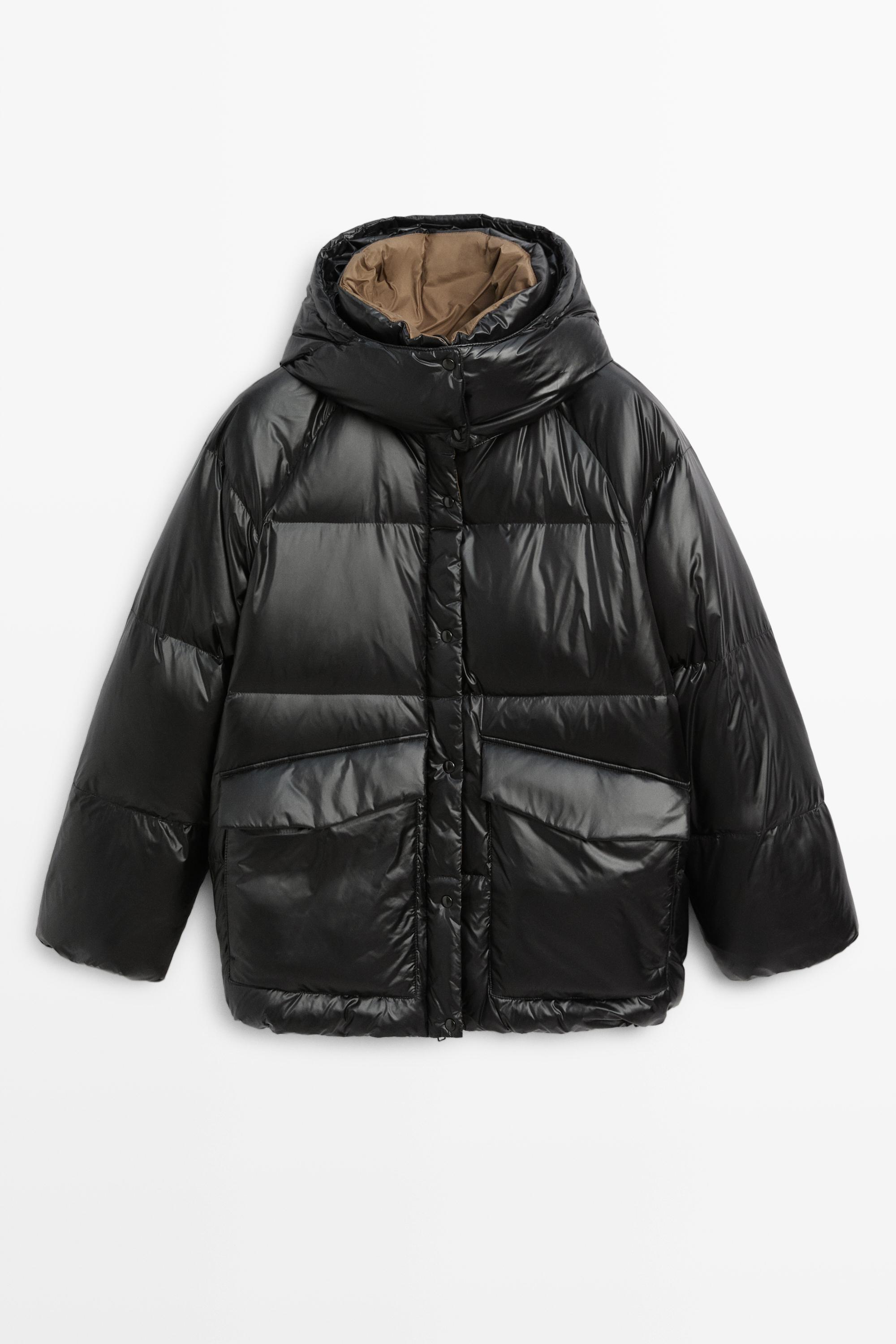 Down jacket with contrast interior