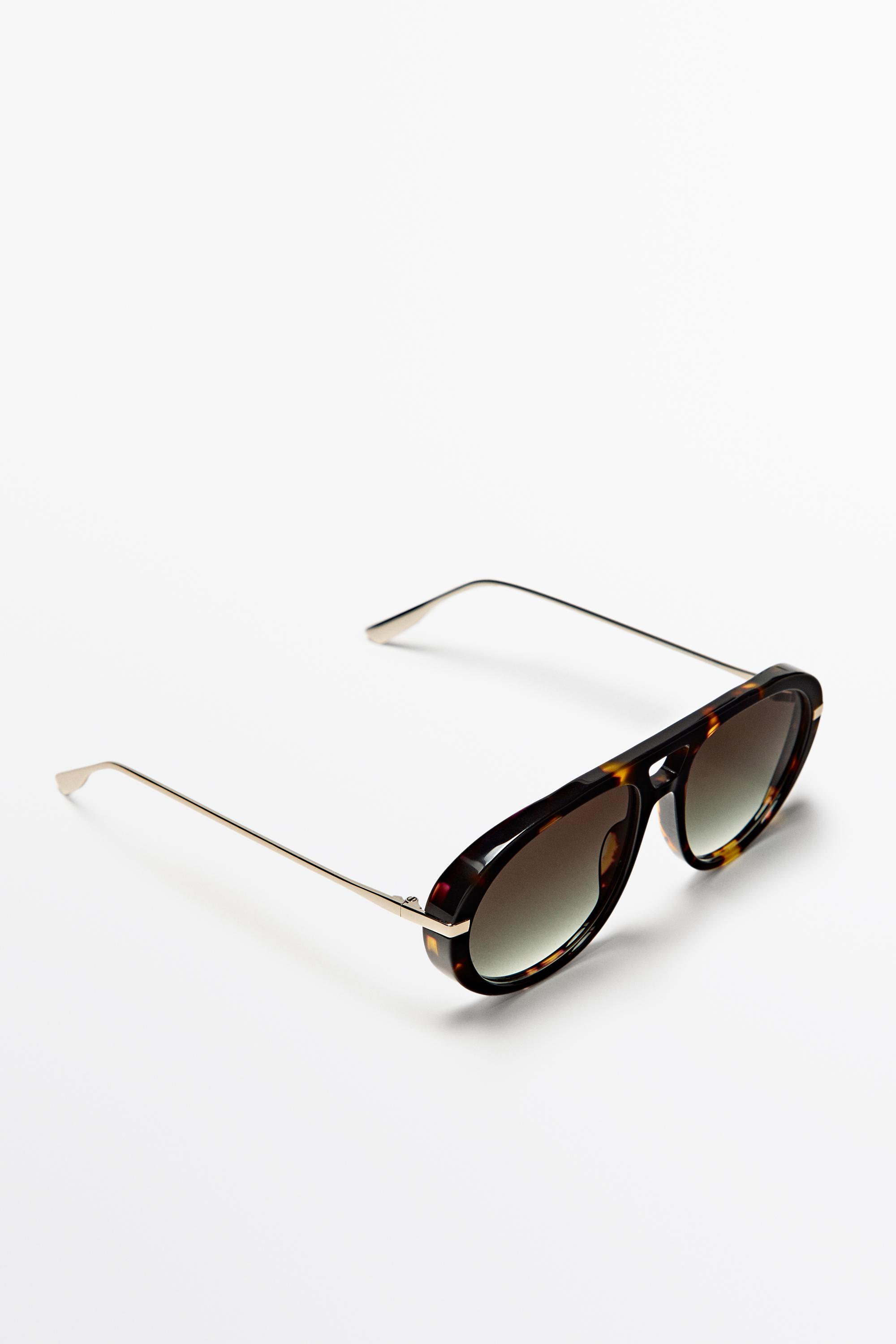 Tortoiseshell-effect aviator sunglasses — Green