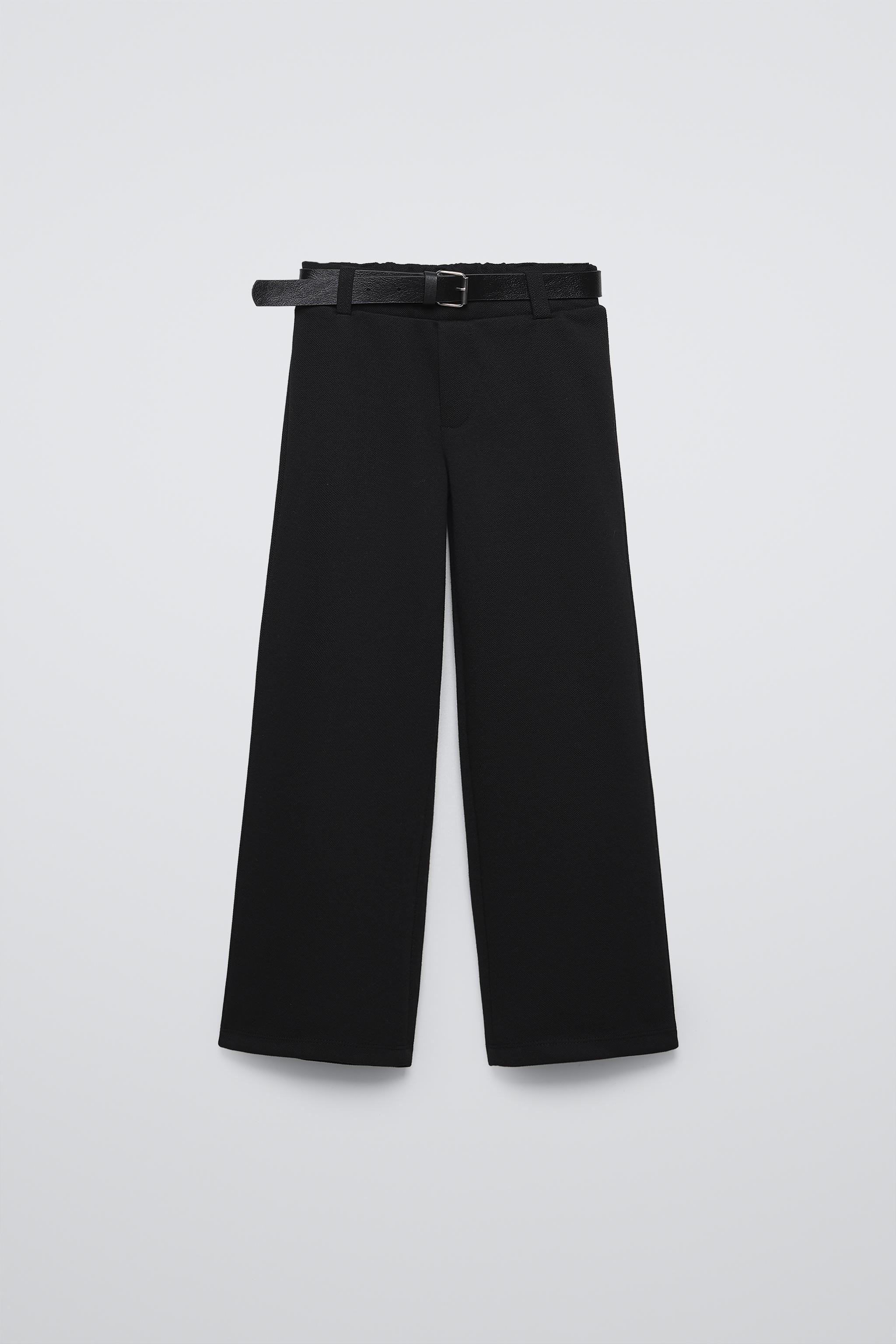 BELTED PIQUÉ PANTS - Black | ZARA United States