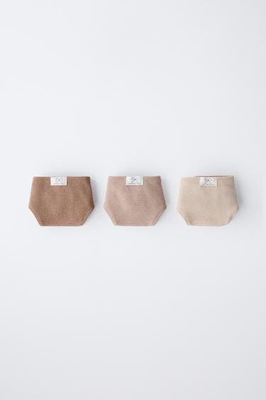 Zara 6-14歲/三件裝標籤羅紋內褲 - 嫩粉色