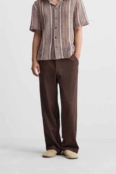 Zara JOGGER WAIST PANTS - Chocolate