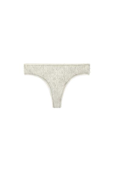 SLIPJE MET KANT EN RELIËF - Ecru / Beige van Zara