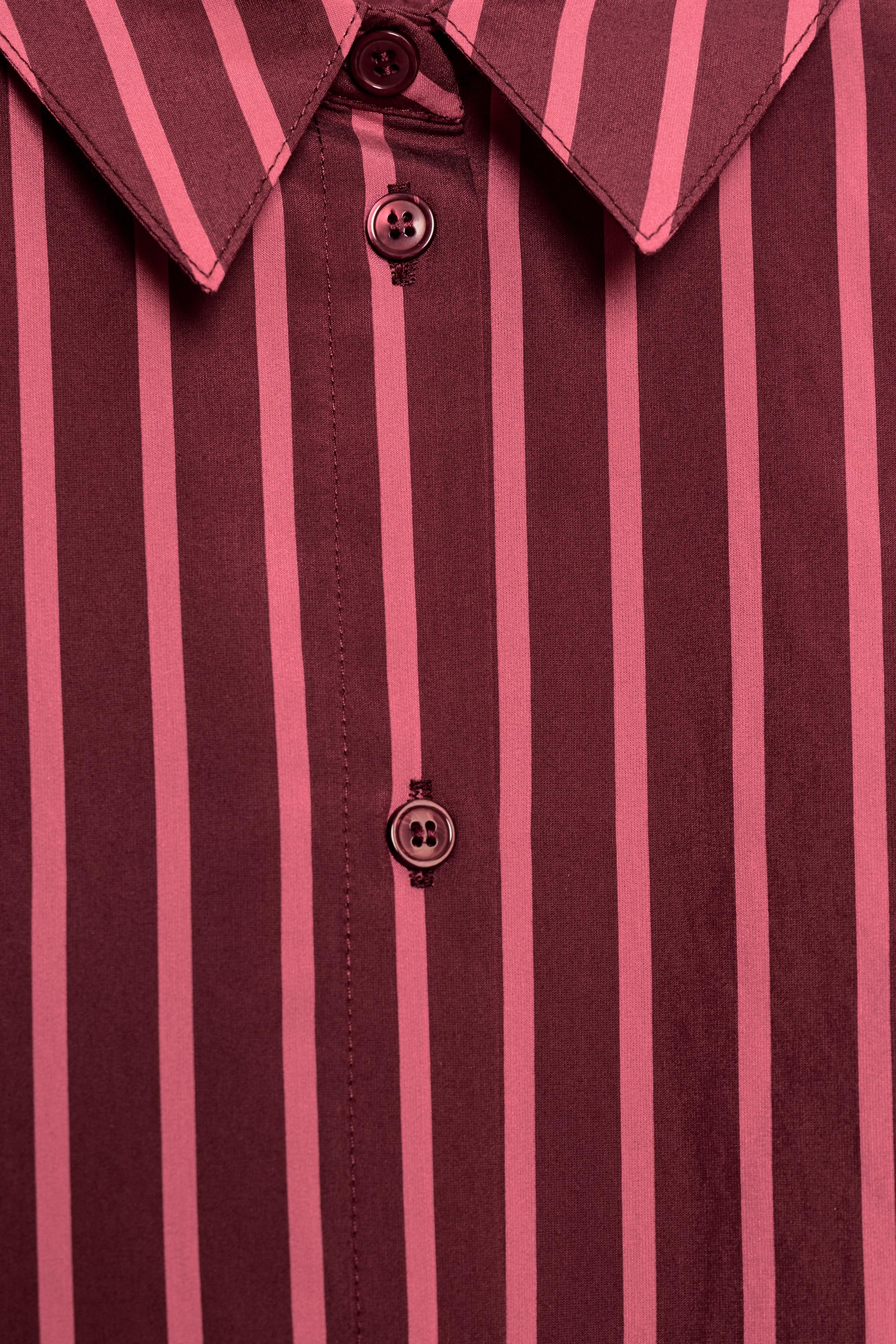 Женские рубашки Zara STRIPED SHORT SLEEVE SHIRT — фото 5