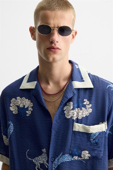 CHEMISE À IMPRIMÉ ANIMAUX - Bleu / Blanc de Zara - Image 4