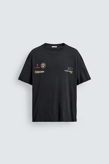 WASHED GRAPHIC T-SHIRT - Black by Zara