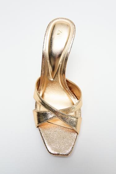 SANDALI APERTI SUL RETRO LAMINATI - Oro di Zara