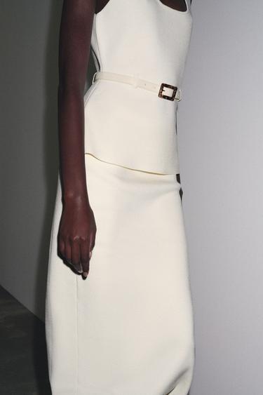 KNITTED TOP WITH BELT - Ecru by Zara