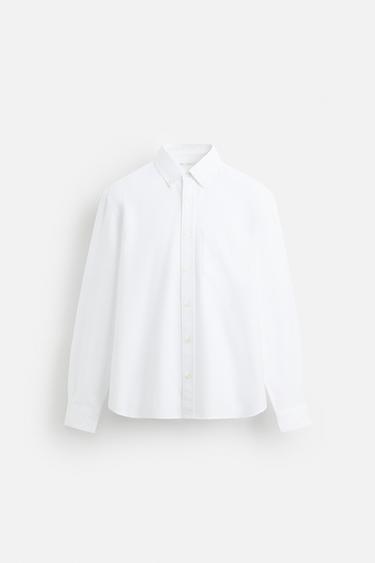 Zara TEXTURED OXFORD SHIRT - White