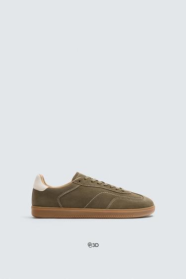 LEATHER TRAINERS WITH CONTRAST SOLE - Brown by Zara
