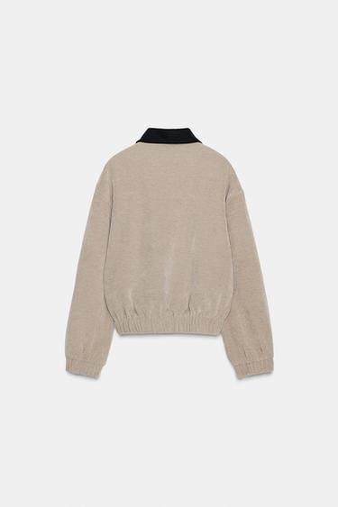 CONTRAST COLLAR CORDUROY JACKET - Beige by Zara - Image 4