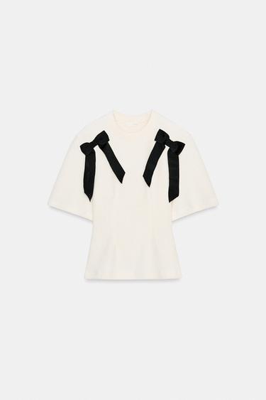 SOFT TIE TOP - Oyster-white by Zara - Image 4