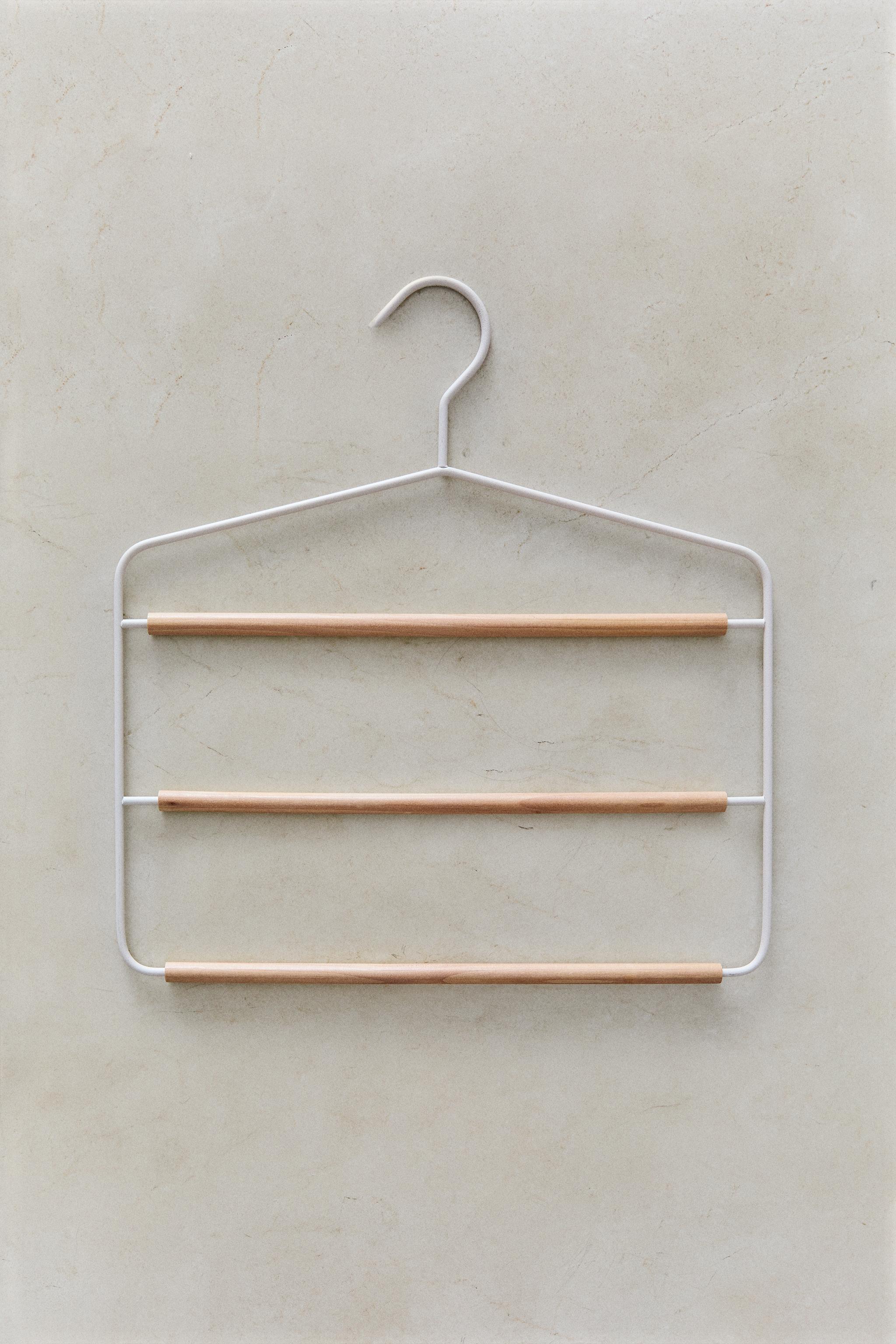 METAL AND WOOD TROUSER HANGER — White