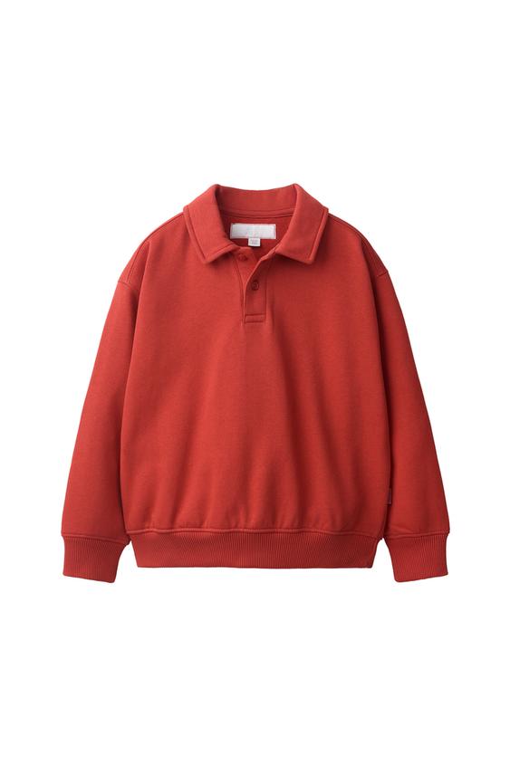SUDADERA CUELLO POLO - Rojo de Zara - Imagen 0