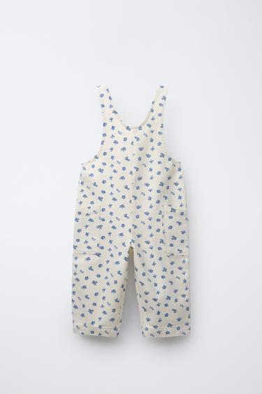 FLORAL TWILL LONG DUNGAREES - Ecru by Zara